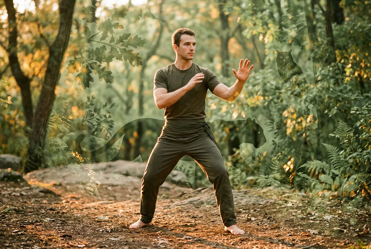 The Five Animals: Movements and Health Associations — tai chi practice illustration