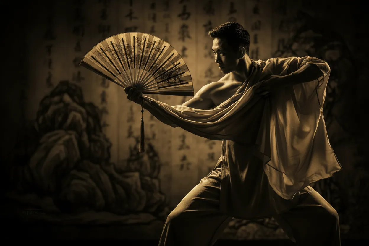 The Fan as a Weapon and as an Instrument of Practice — tai chi forms illustration