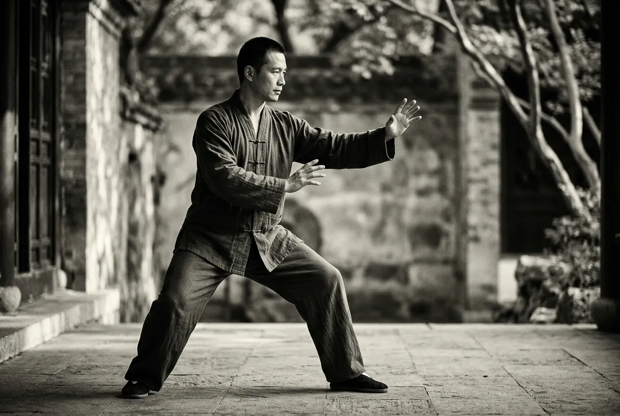 Golden Rooster Stands on One Leg — tai chi forms illustration