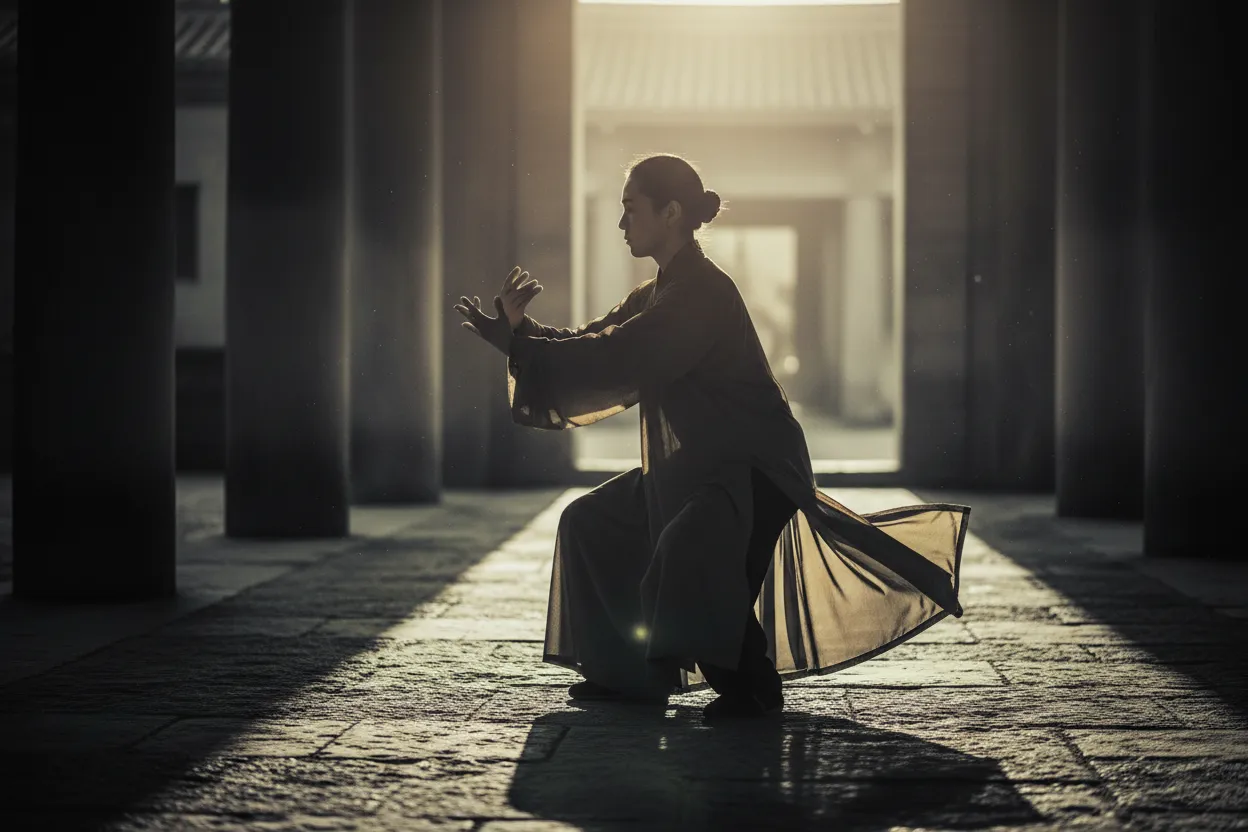 White Crane Spreads Its Wings — tai chi forms illustration