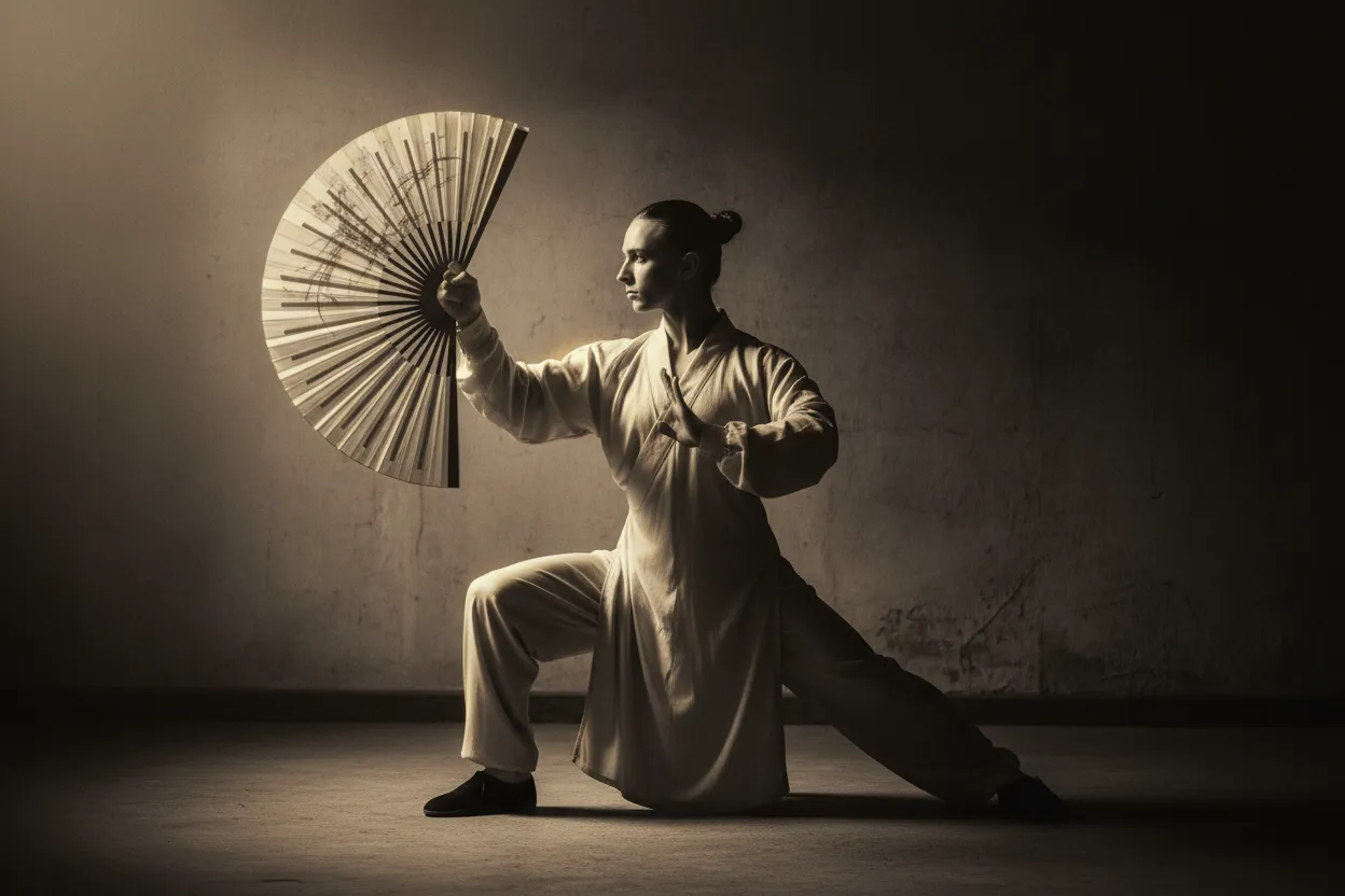 Needle at Sea Bottom and Fan Through the Back — tai chi forms illustration