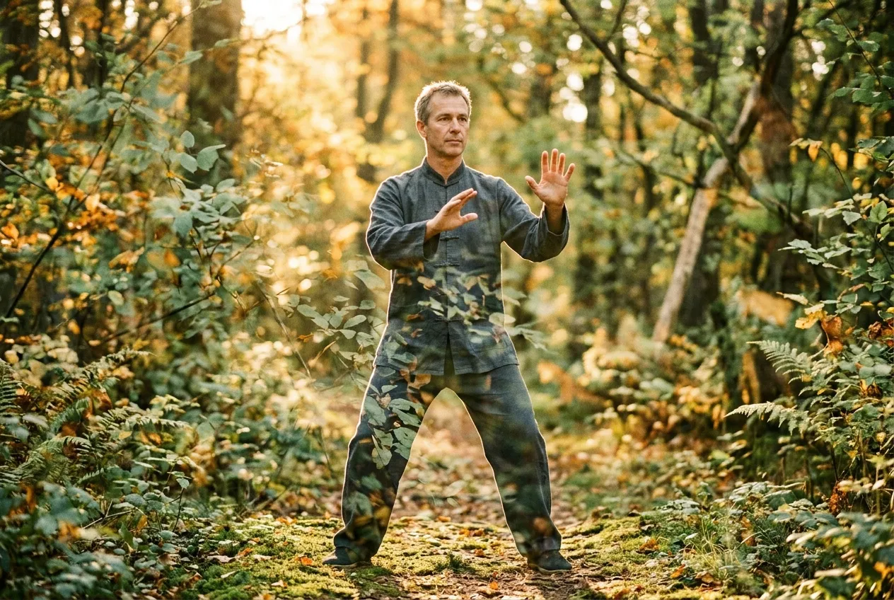 Starting Push Hands — tai chi practice illustration